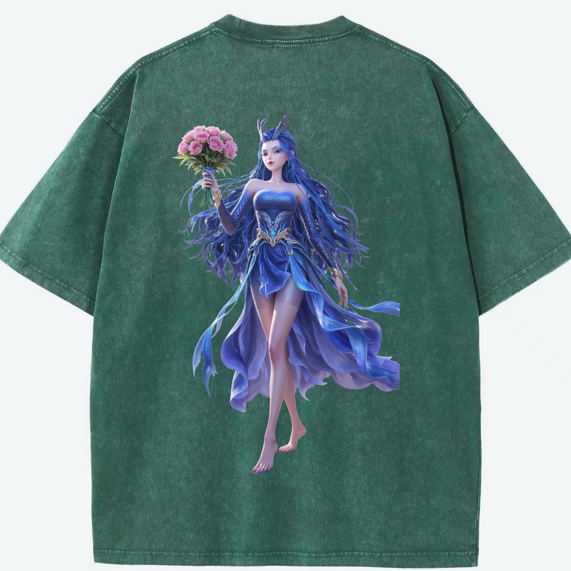 （画像用） Ne Zha 2 ナタ 魔童の大暴れ 綿100% ヴィンテージ風 半袖Tシャツ（背面プリント）